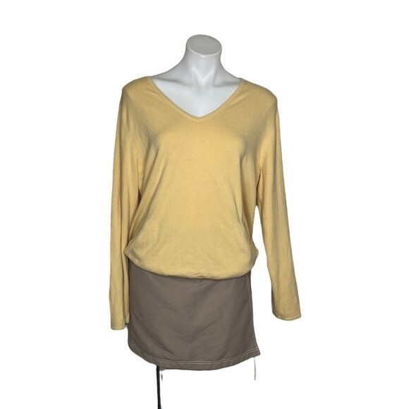 CHICOS Sweater Yellow Knit Pull over Pockets Drawstring Waistband Size 3 US XL - Picture 1 of 9